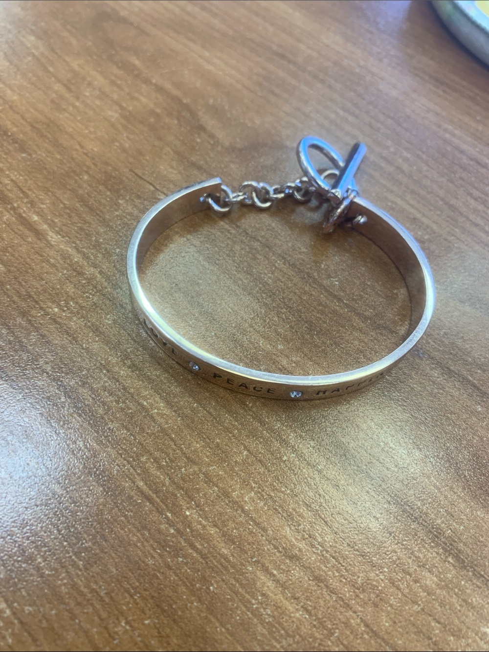 BCBGeneration Gold Tone Toggle Inspirational Bangle Bracelet